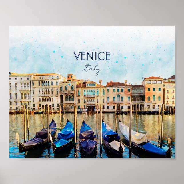 VENICE VENEZIA watercolor - Italy Travel souvenir Poster (Front)