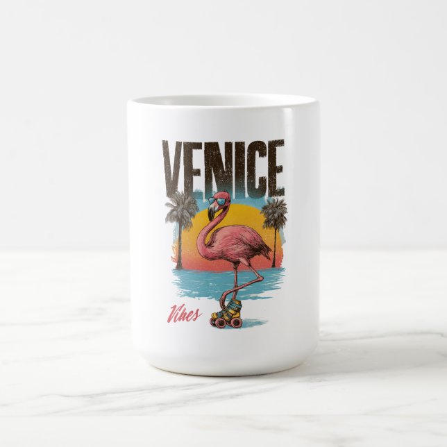 Venice Vibes Flamingo Retro Beach California Tropi Coffee Mug (Center)