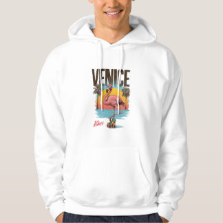 Venice Vibes Flamingo Retro Beach California Tropi Hoodie
