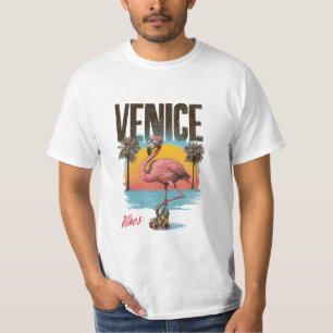 Venice Vibes Flamingo Retro Beach California Tropi T-Shirt