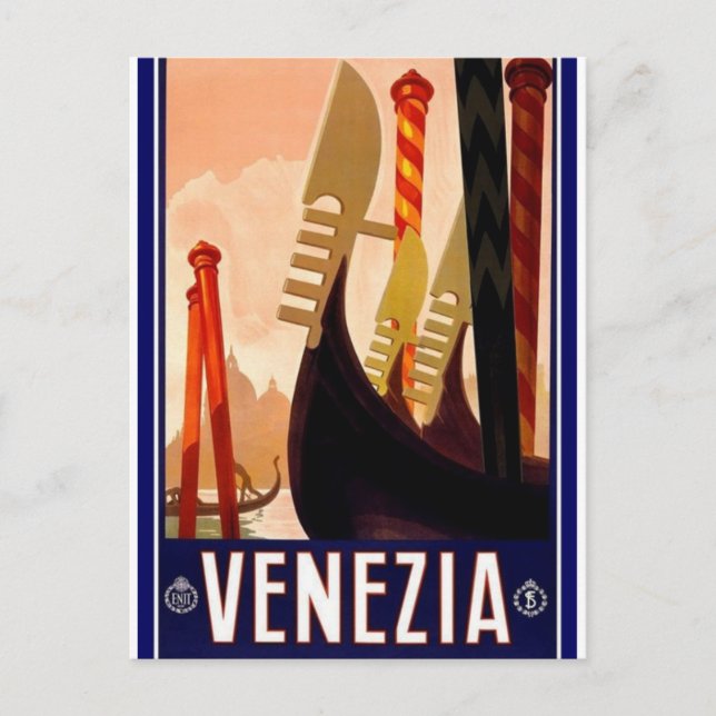 Venice Vintage Italian Poster Postcard (Front)