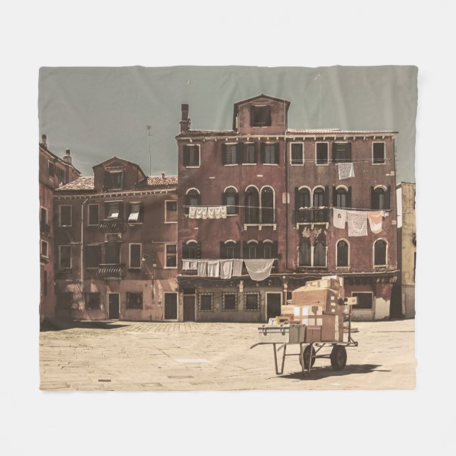 Venice vintage-style landscape fleece blanket (Front (Horizontal))