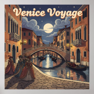 Venice Voyage Retro Travel Poster