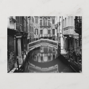 Venice Waterway Black and White Postcard