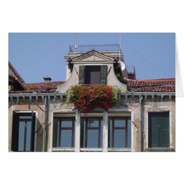 Venice Window Flower Boxes Blank Card (Front Horizontal)