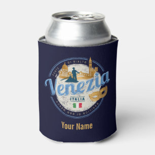 Venice with gondolier Italy carnival vintage Can Cooler