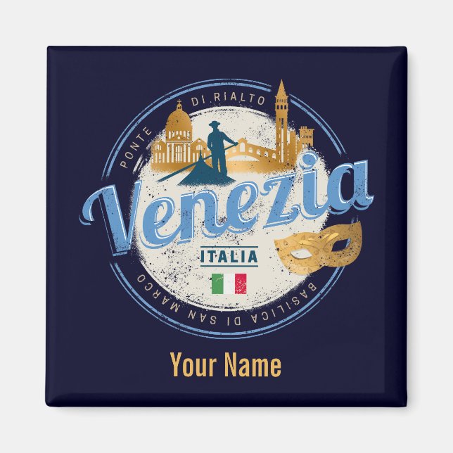 Venice with gondolier Italy carnival vintage Magnet (Front)