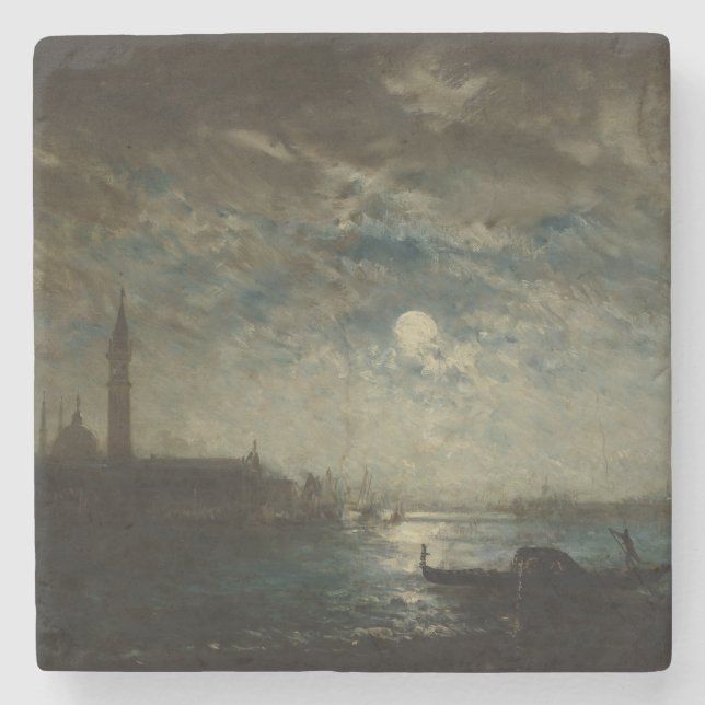Venise et le Campanile au Clair de Lune  Stone Coaster (Front)