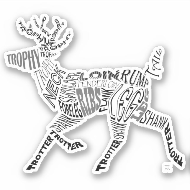 Venison Deer Calligram Typography Word Cloud (Front)