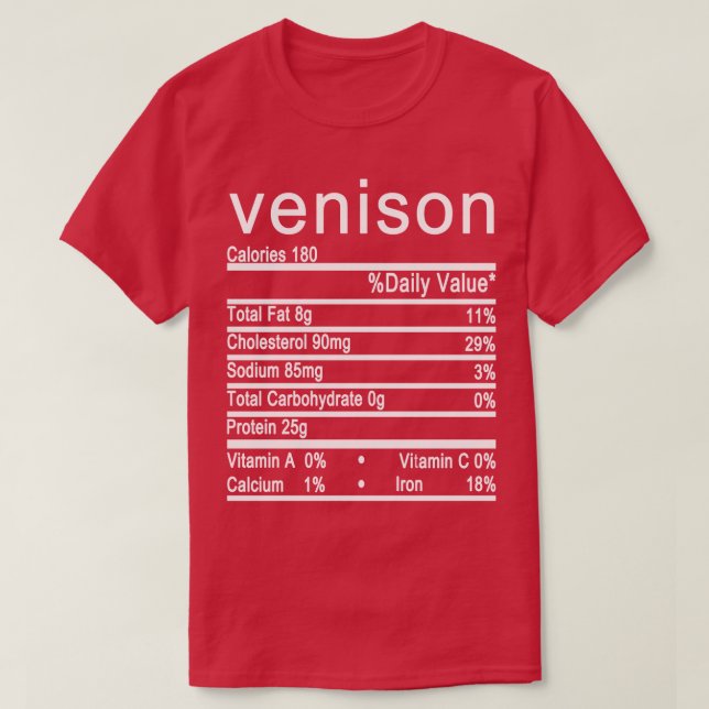 venison Nutrition Facts label T-Shirt (Design Front)