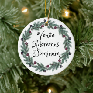 Venite Adoremus Dominum Latin Mass Personalised Ceramic Tree Decoration