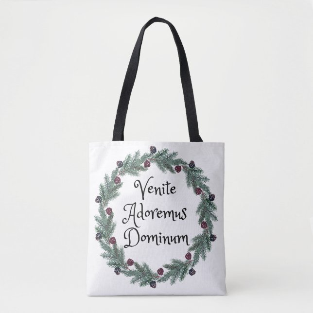 Venite Adoremus Dominum Latin Religious Christmas Tote Bag (Front)