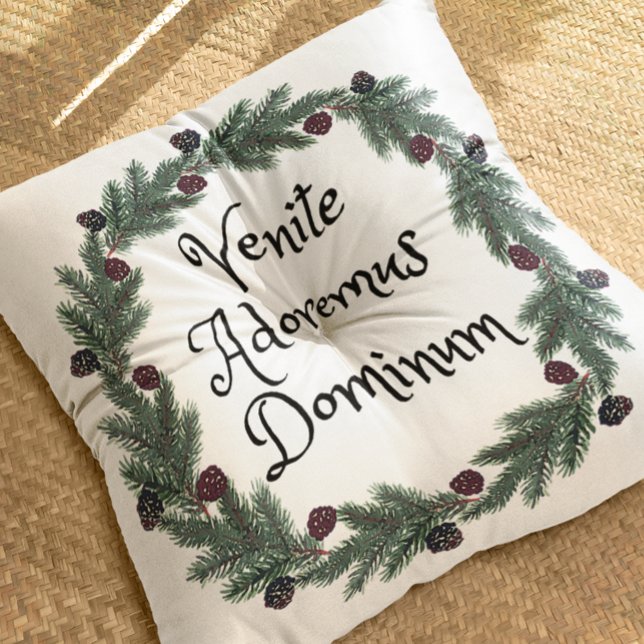 Venite Adoremus Vintage Christmas Carol Latin Cushion (Creator Uploaded)