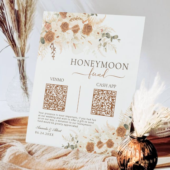  Venmo & Cash App QR Code Honeymoon Fund Wedding Pedestal Sign (Creator Uploaded)