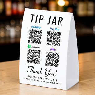 Venmo CashApp PayPal Zelle QR Tip Jar