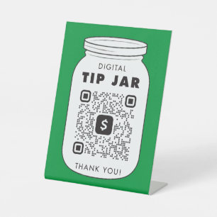 Venmo or Cash App QR Code Tip Jar Pedestal Sign
