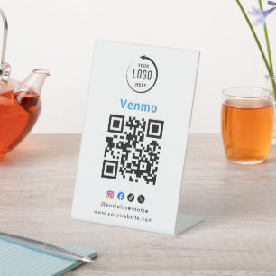 Venmo Payment Tabletop Sign QR Code Scan to Pay