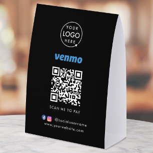 Venmo Payment Tabletop Sign   QR Code Scan to Pay