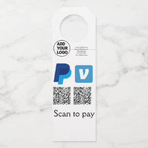 Venmo paypal scan to pay add q r code logo text na bottle tag