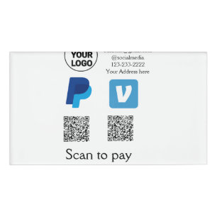 Venmo paypal scan to pay add q r code logo text na name tag