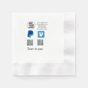 Venmo paypal scan to pay add q r code logo text na napkin