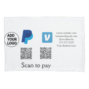Venmo paypal scan to pay add q r code logo text na pillowcase