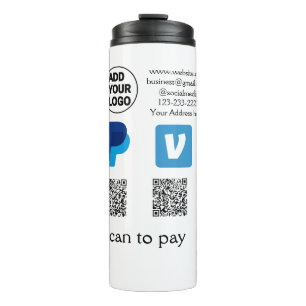 Venmo paypal scan to pay add q r code logo text na thermal tumbler