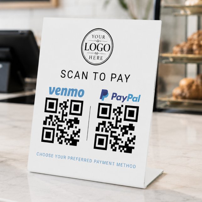 Venmo Paypal Scan to Pay Tabletop Display Pedestal Sign (Creator Uploaded)