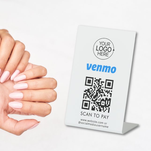 Venmo QR Code Contactless Payment Add Logo  Pedestal Sign (Venmo QR Code Contactless Payment Add Logo Pedestal Sign)