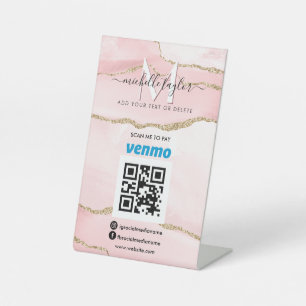 Venmo QR code Modern Scan to Pay Monogram Blush Pedestal Sign