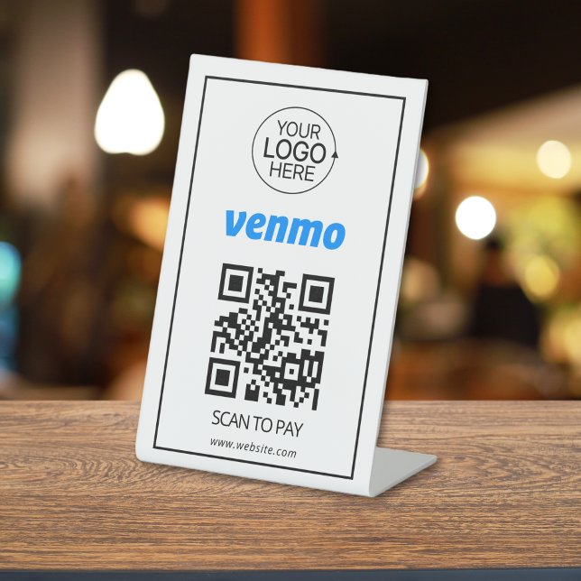 Venmo QR Code Payment Add Logo Contactless  Pedestal Sign (Venmo QR Code Payment Add Logo Contactless Pedestal Sign)