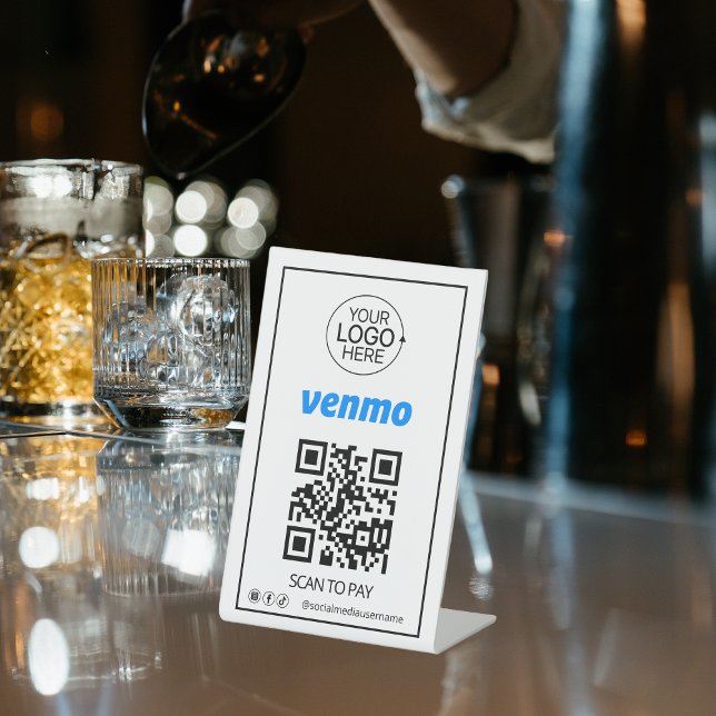 Venmo QR Code Payment Add Logo Social Media Pedestal Sign (Venmo QR Code Payment Add Logo Social Media Pedestal Sign)