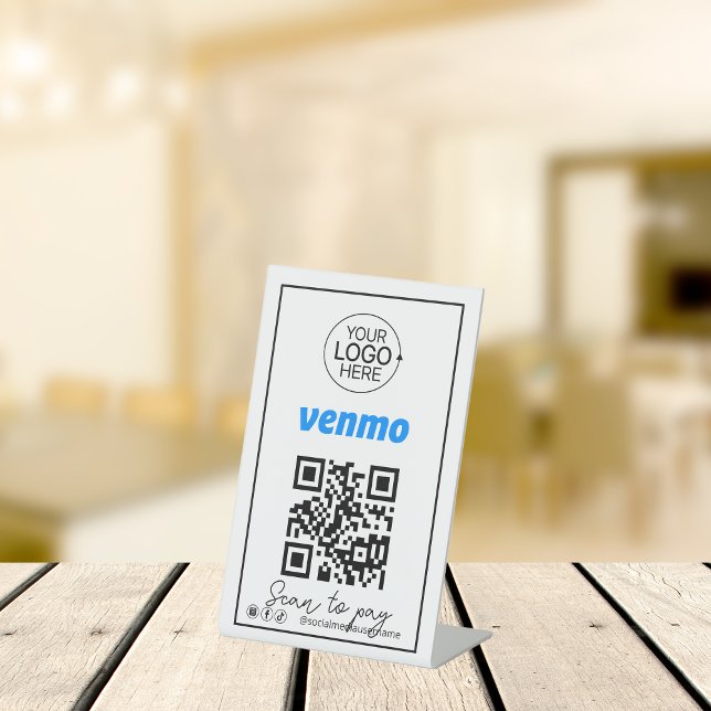 Venmo QR Code Payment Logo Script Social Media Pedestal Sign (Venmo QR Code Payment Logo Script Social Media Pedestal Sign)