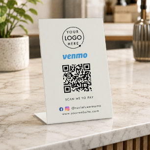 Venmo QR Code Payment   Scan to Pay Business Grey Pedestal Sign