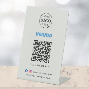 Venmo QR Code Payment   Scan to Pay Business Grey Pedestal Sign