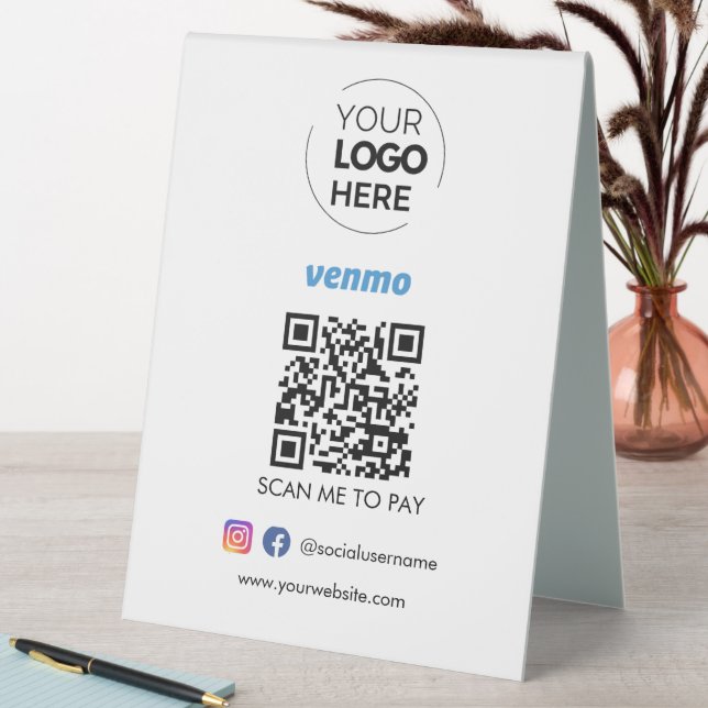 Venmo QR Code Payment | Scan to Pay Business Logo (In SItu (Table))