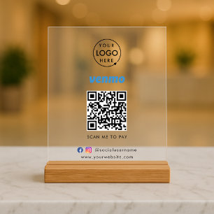 Venmo QR Code Payment   Scan to Pay Business Logo Acrylic Sign