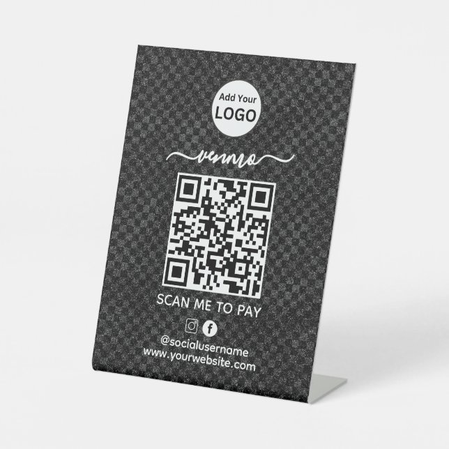 Venmo QR Code Payment | Scan to Pay Business Logo  Pedestal Sign (Front)