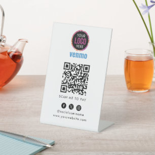 Venmo QR Code Payment   Scan to Pay Business Logo  Pedestal Sign