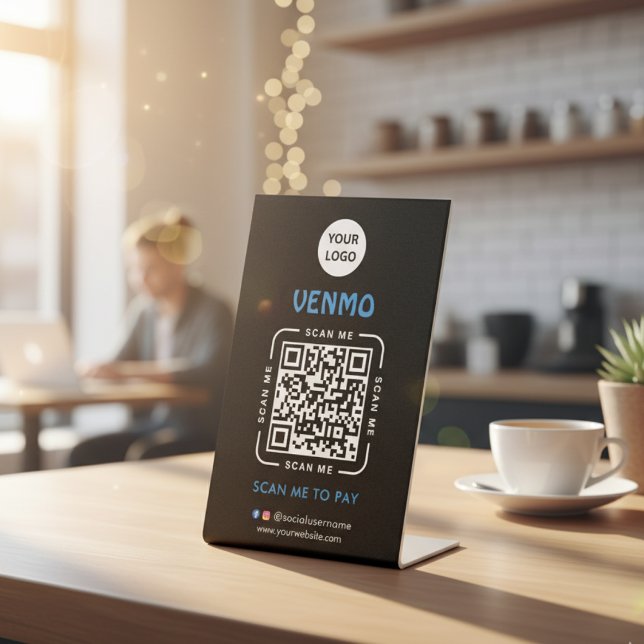 Venmo QR Code Payment | Scan to Pay Business Logo Pedestal Sign (Creator Uploaded)