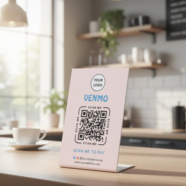 Venmo QR Code Payment | Scan to Pay Business Logo Pedestal Sign (Creator Uploaded)