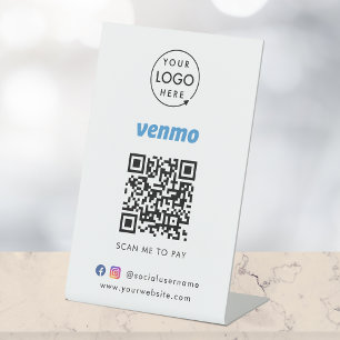 Venmo QR Code Payment   Scan to Pay Business Logo Pedestal Sign
