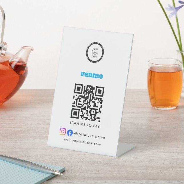 Venmo QR Code Payment | Scan to Pay Business Logo Pedestal Sign (In SItu)