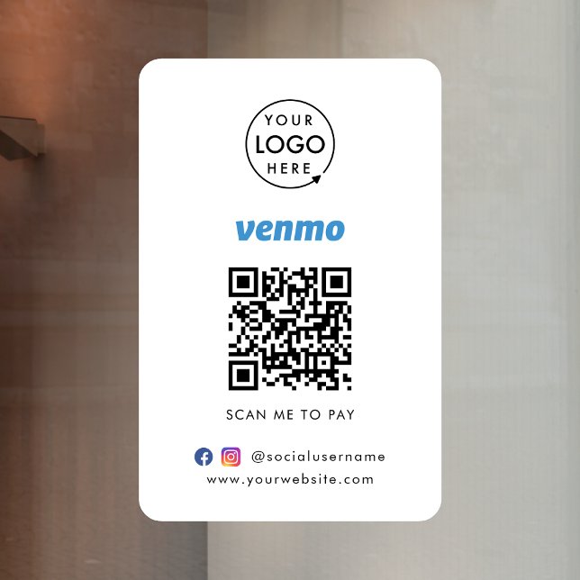Venmo QR Code Payment | Scan to Pay Business Logo Window Cling (Creator Uploaded)