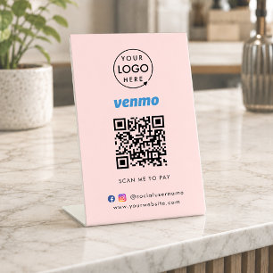 Venmo QR Code Payment   Scan to Pay Business Pink Pedestal Sign