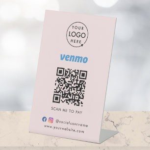 Venmo QR Code Payment   Scan to Pay Business Pink Pedestal Sign