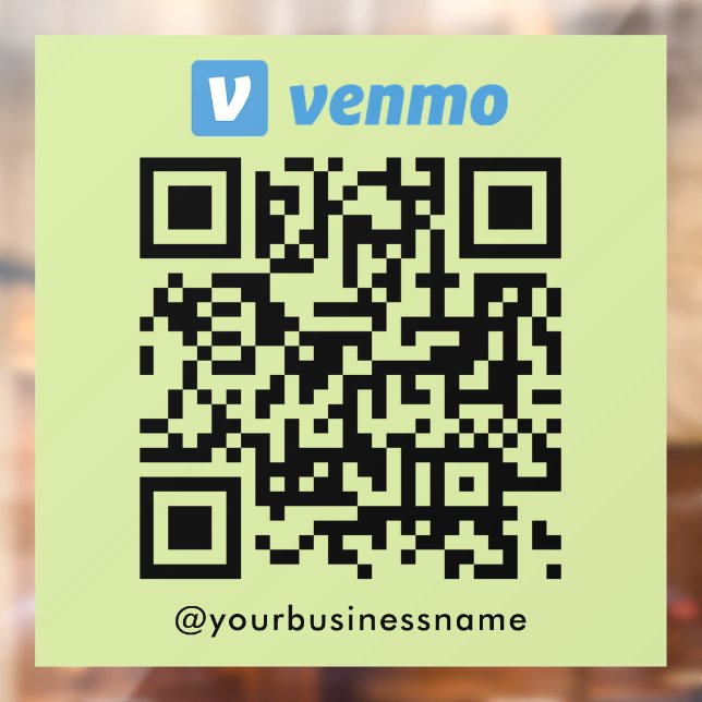 Venmo QR Code Payment Scan to Pay Lime Green Window Cling (Sheet 2)