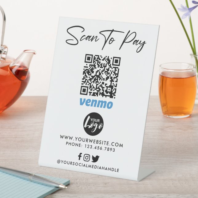 Venmo QR Code Payment | Scan to Pay Logo Pedestal Sign (In SItu)