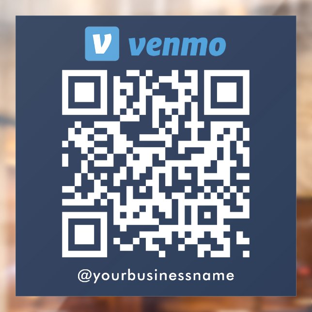 Venmo QR Code Payment Scan to Pay Navy Blue Window Cling (Sheet 2)