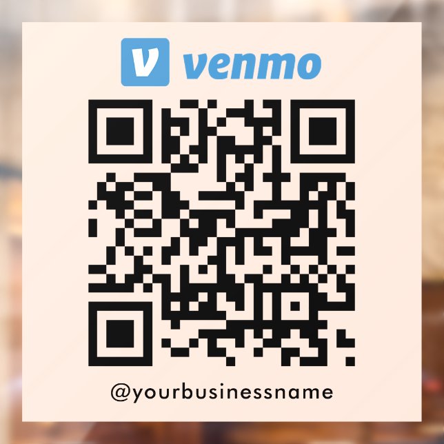 Venmo QR Code Payment Scan to Pay Soft Peach Window Cling (Sheet 2)
